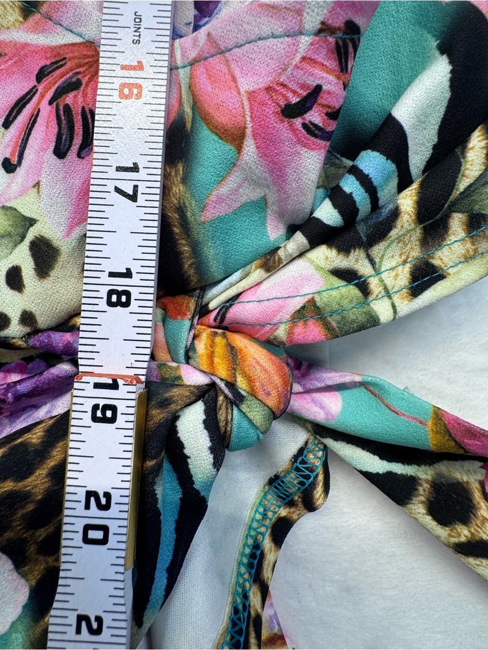 Venus Floral Animal Print Faux Wrap Dress XL Side Tie Stretch - Picture 5 of 10